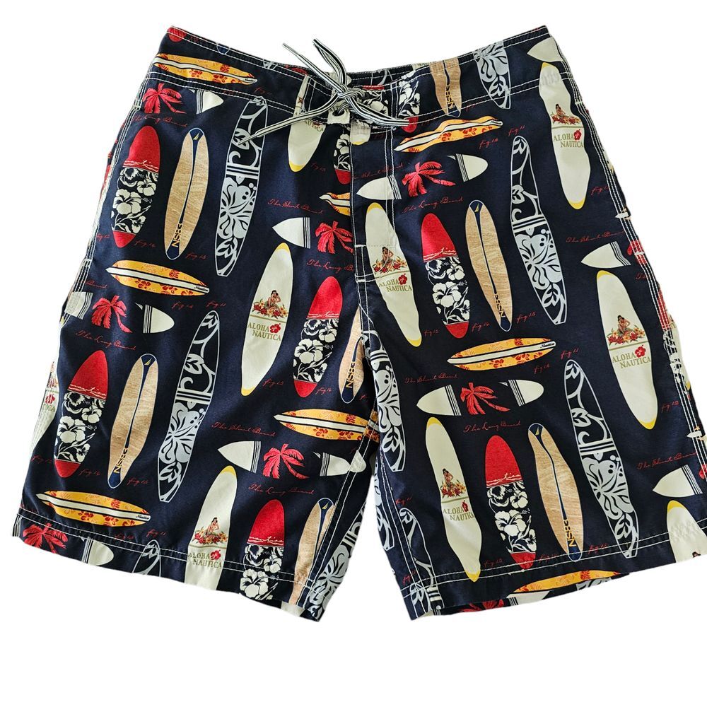 Nautica Men's Board Shorts Swim Trunks Aloha‎ Hawaiian Tropical Surfboards 32